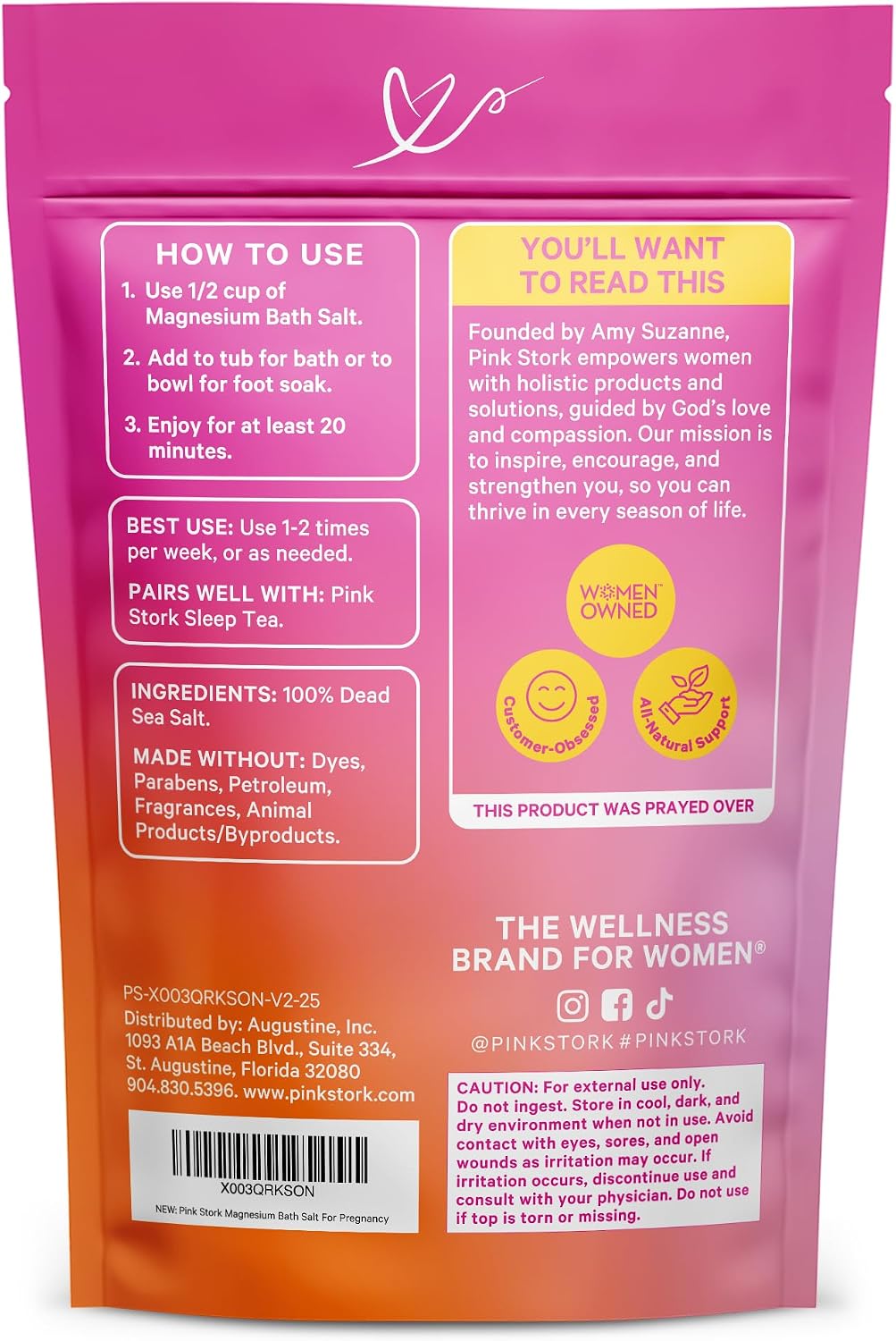 Pink Stork Pregnancy Bath Soak – Unscented Magnesium Flakes for Bath or Foot Soak – Pure Dead Sea Salt – Relief for Pregnancy Aches, Swollen Feet, and Stress – Clean, Fragrance-Free – 2 lb