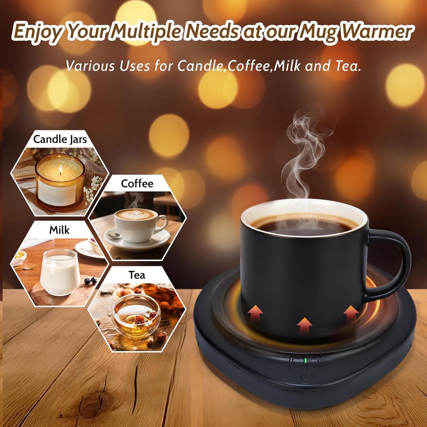 Candle Warmer and Mug Warmers with Timer, Safely Releases Scents Without a Flame, Melt The Candle Quickly, Enjoy Your Warm Coffee Tea Milk Beverage. Gifts for Festival Birthday Women Men Mom Dad
