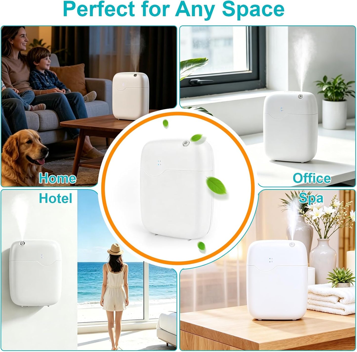 Waterless Essential Oil Diffuser, Bluetooth Smart Cold Air Scent Machine with 400ml Oil Bottle, 2000 Sq.Ft Coverage Aromatherapy Diffusers for Large Room Home Hotel Office Spa with App Control (White)