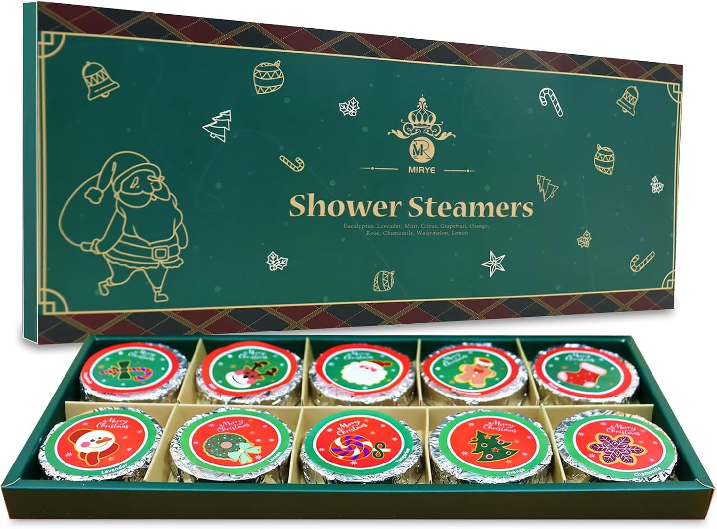 10 Pcs Shower Steamers Aromatherapy, Christmas SPA Gifts Birthday Gifts White Elephant Shower Bombs with Essential Oils Relaxation Home SPA, Self Care Christmas Stocking Stuffers for Women Men