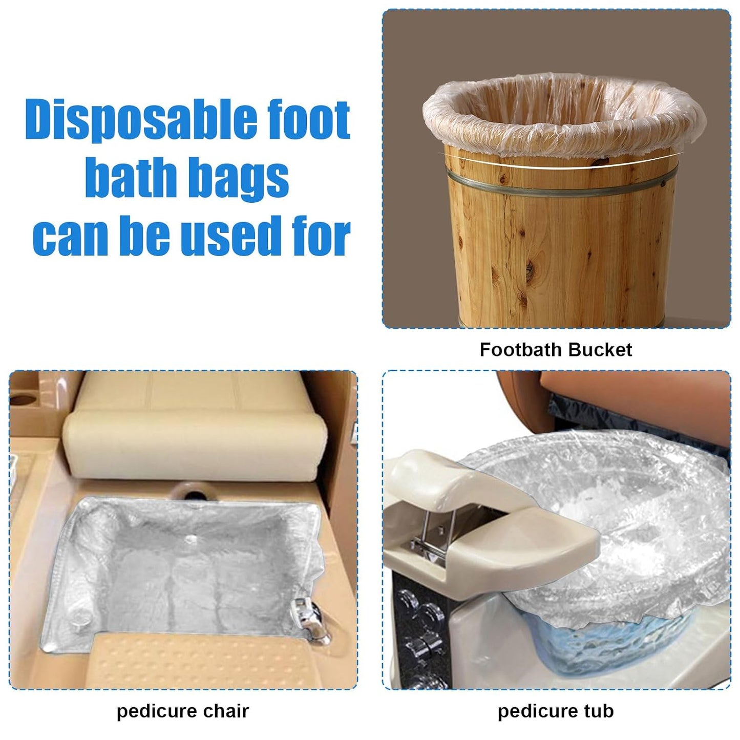 Transparent Pedicure Liners Disposable, Pedicure Bowl Liners with Elastic Band, Unbreakable Foot Bath Pedi Liners Disposable, Fits Most Pedicure Tub, for Pedicure Foot Spa Home Use (25pcs)