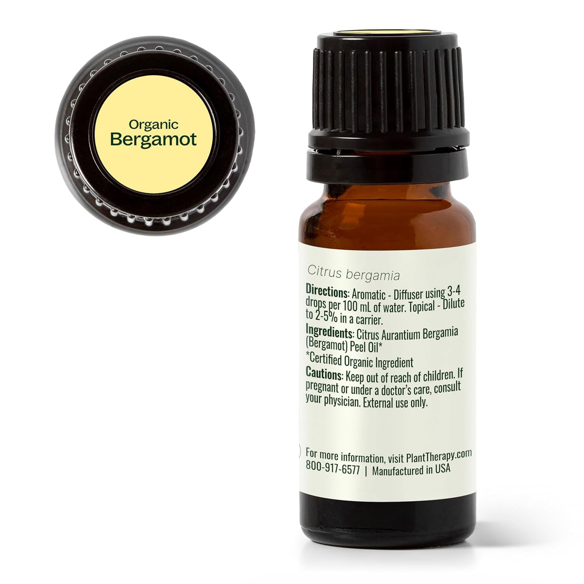Plant Therapy Organic Bergamot Essential Oil, 10 mL, Pure & Undiluted