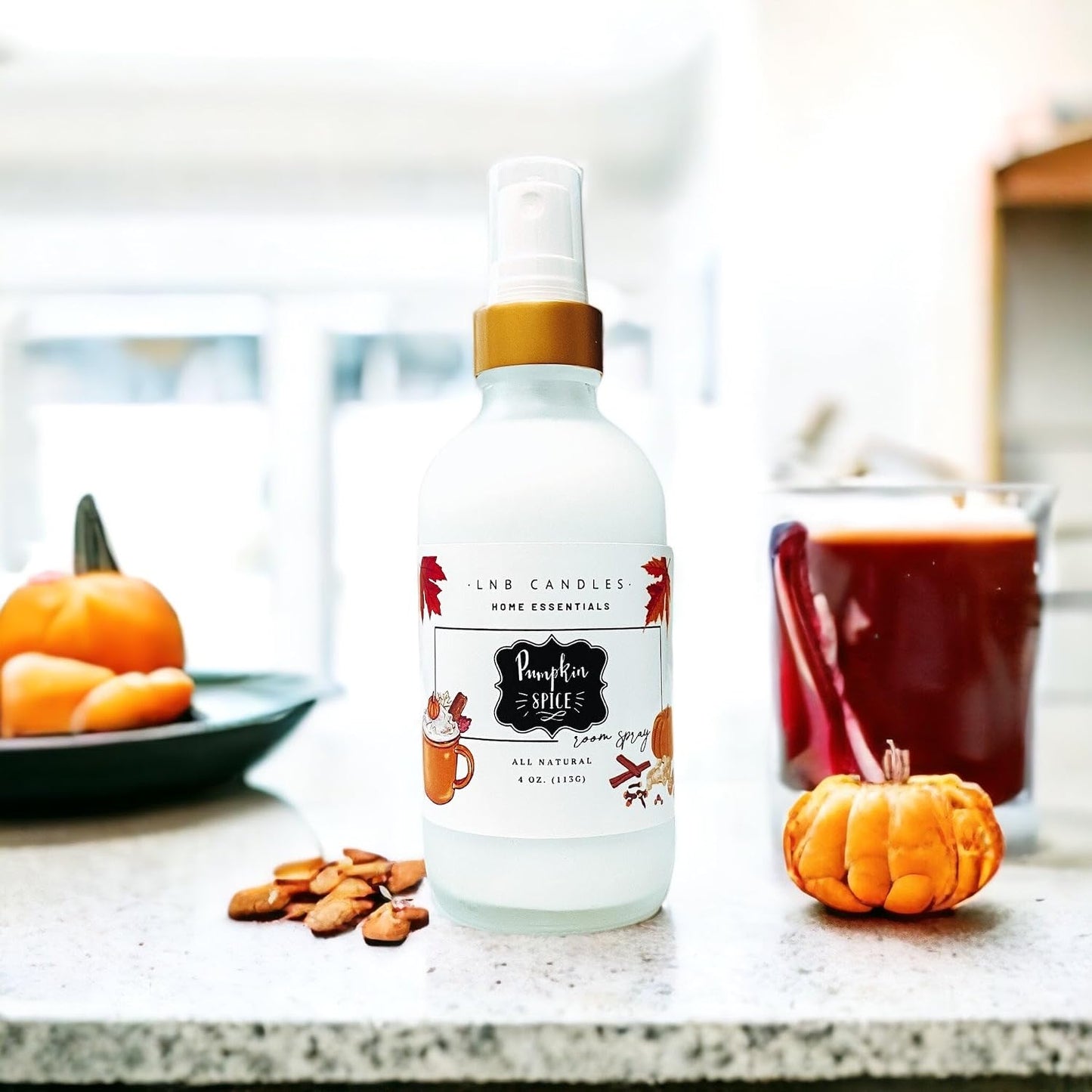 Pumpkin Spice Room Spray Fall Scent Pumpkin, Cinnamon, Nutmeg Made in USA Pet Safe Essential Oils Clean Ingredients Long Lasting Linen and Fabric Freshener Natural Home Fragrance