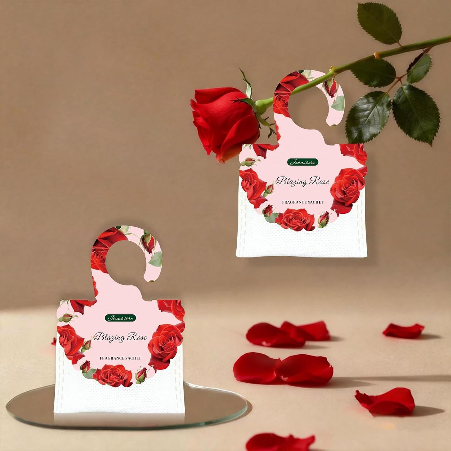 15 Packs Scented Sachets Bag for Drawers and Closets, Hanging Closet Freshener for Home Fragrance Sachet, Long-Lasting Drawer Deodorizer Smell Goods for House (Blazing Rose)