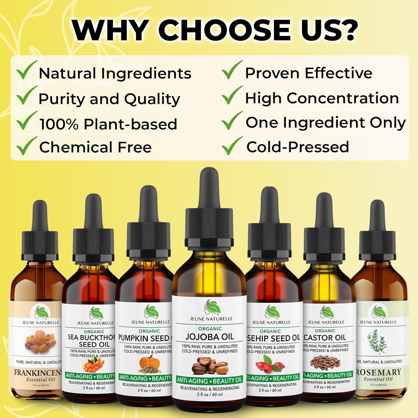 Jeune Naturelle Jojoba Oil Organic Cold Pressed - 100% Pure, Raw, Virgin, Undiluted, Unrefined - Ideal for Hair, for Skin, for Hair Growth, 2 oz