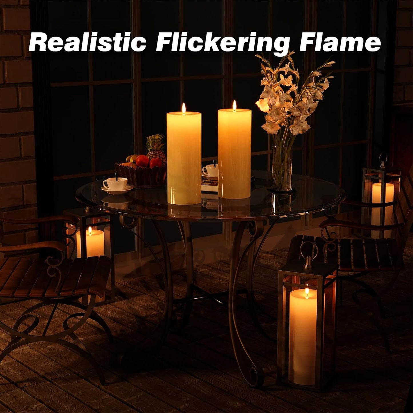 Patiphan 10" x 4" Large Outdoor Candles with Timer Waterproof Flickering Flameless Candles Battery Operated with Remote LED Fake Pillar Candles Realistic for Patio Larterns Porch, Ivory White 2 Pack