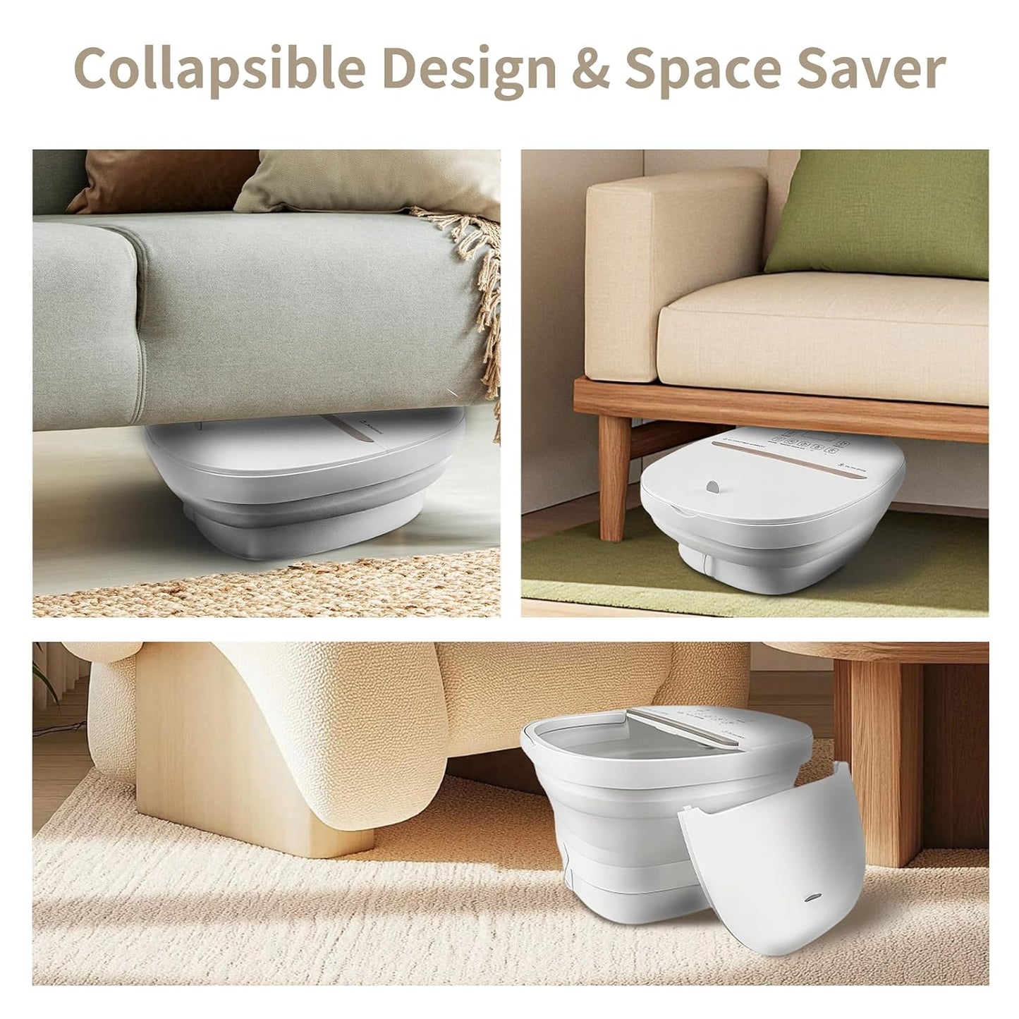 Collapasible Foot Spa Bath Massager with Heat, Pedicure Foot Spa with Bubbles/Timer/Temperature Control, Feet Soak Tub for Home, Office, Relaxation and Stress Relief, Gift for Men and Women