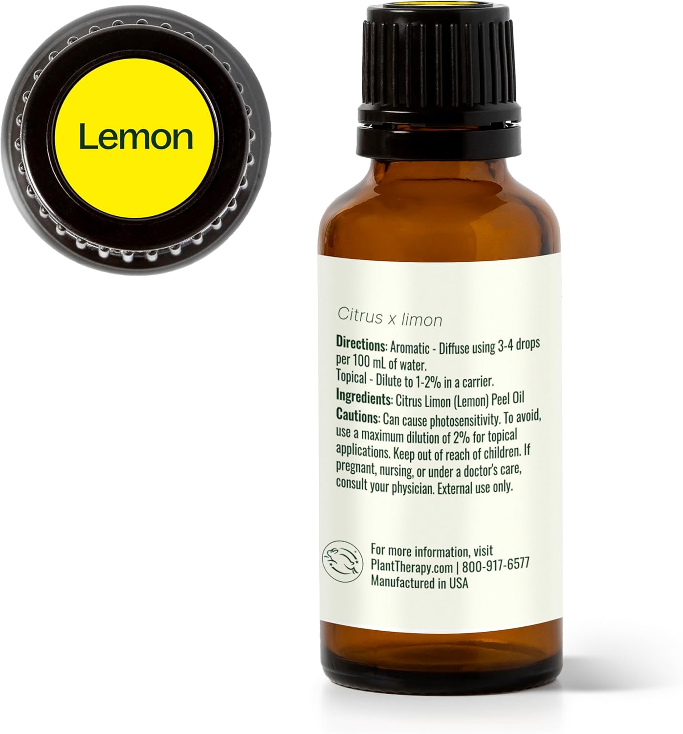 Plant Therapy Lemon Essential Oil for Diffuser 30 mL (1 oz) 100% Pure, Undiluted, Natural Aromatherapy, Lemon Oil for Skin & Cleaning, Therapeutic Grade