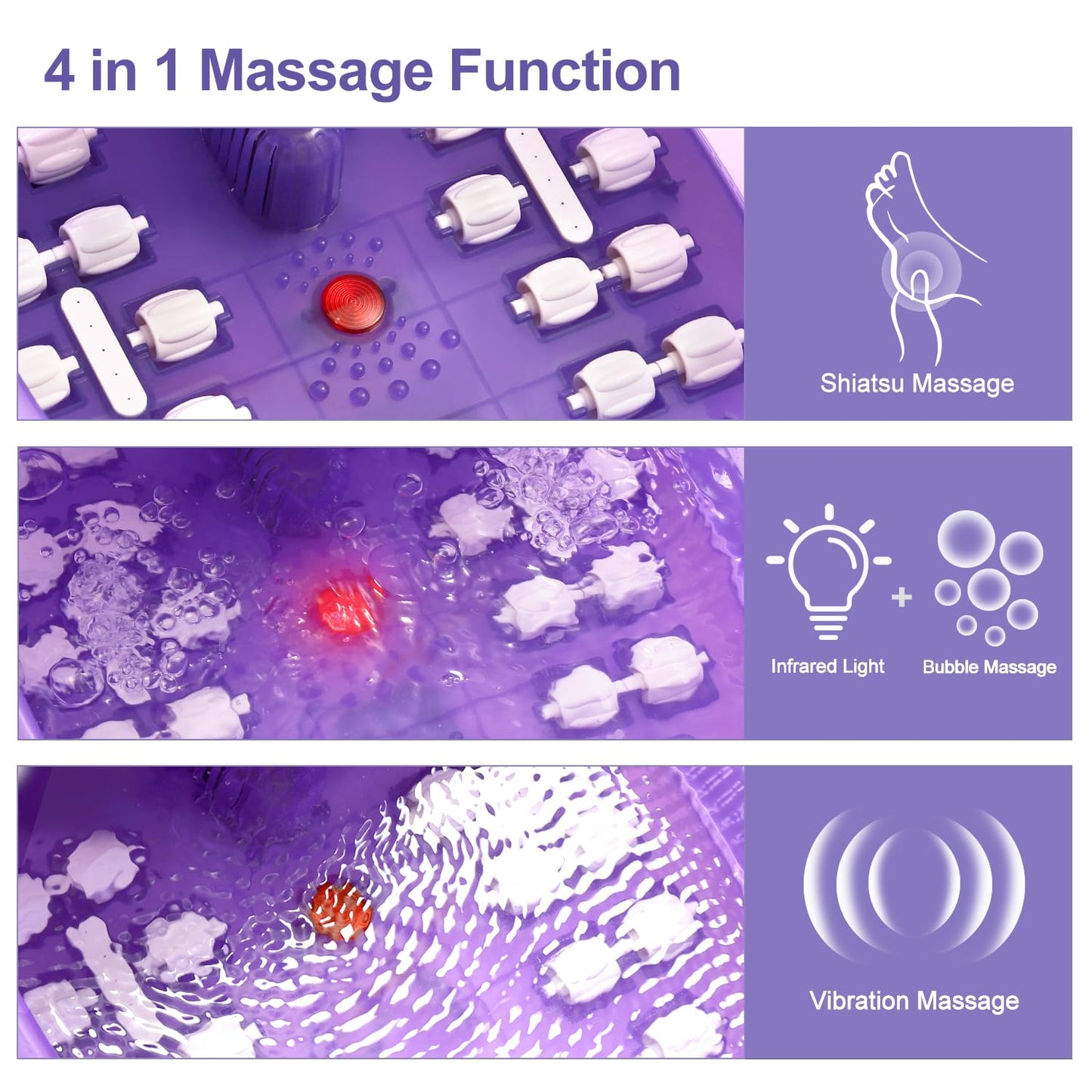 ECARBME Foot Spa Bath Massager with Heat, Foot Soaking Tub with 22 Massage Rollers, Temperature Control, Jets, Bubbles, Epsom Salt and Vibration, Foot Bath soak tub for Relaxation- Purple