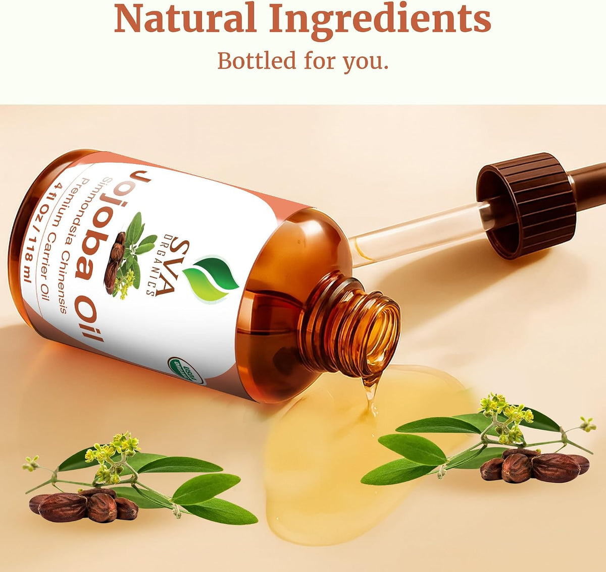 SVA Organic Jojoba Seed Carrier Oil with Dropper, 4 Fl Oz (118 ml)