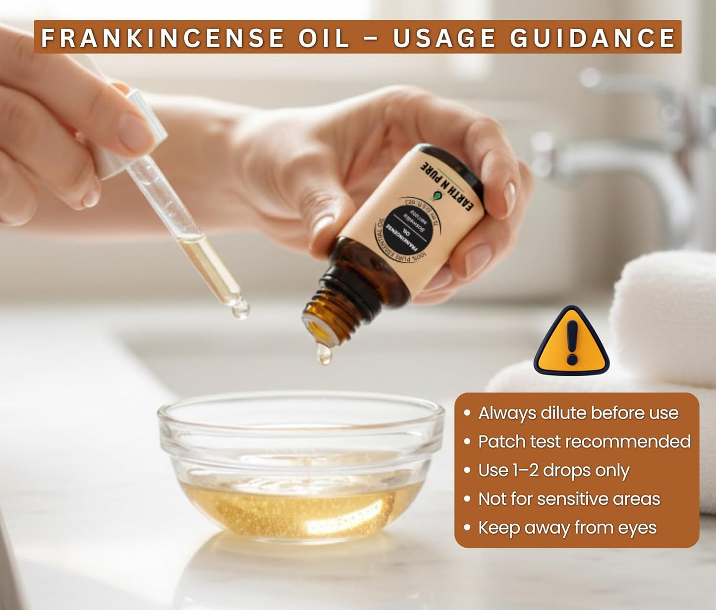 Earth N Pure Frankincense Essential Oil Steam Distilled, Undiluted, Natural and Therapeutic Grade with Glass Dropper 15 ml