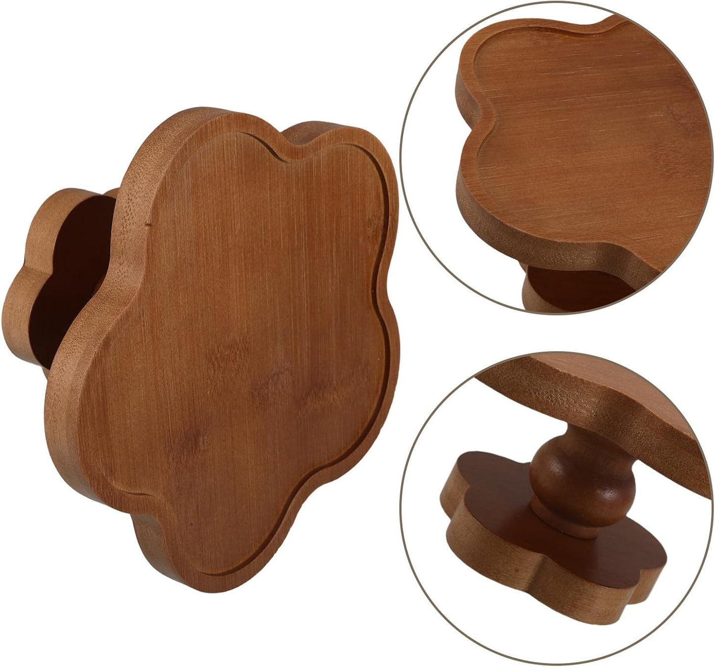 SUPVOX Wood Aromatherapy Candle Tray with Footed Base, 17x9cm French Floral Pattern Decorative Jewelry Organizer and Trinket Dish for Home Décor