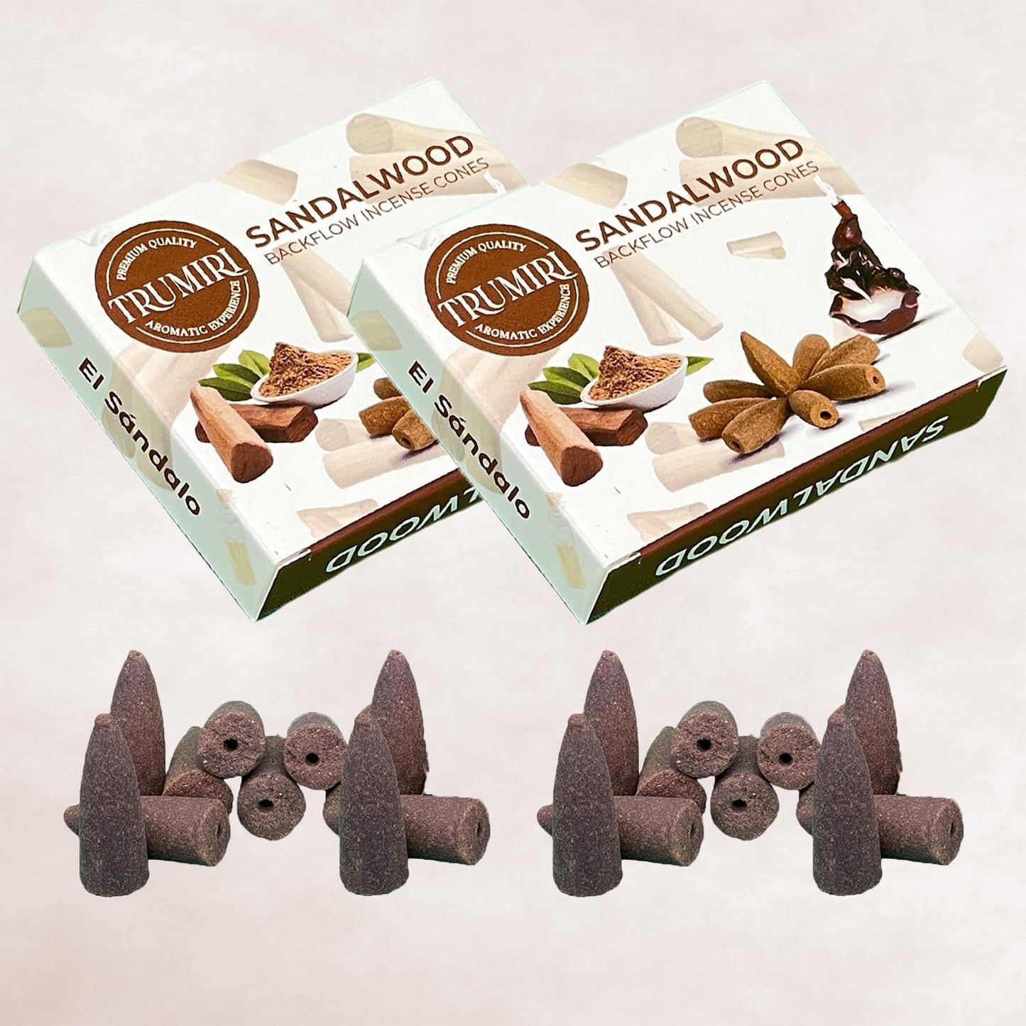 Sandalwood Backflow Incense - 60 Cones, Six Packs of 10, Waterfall Effect
