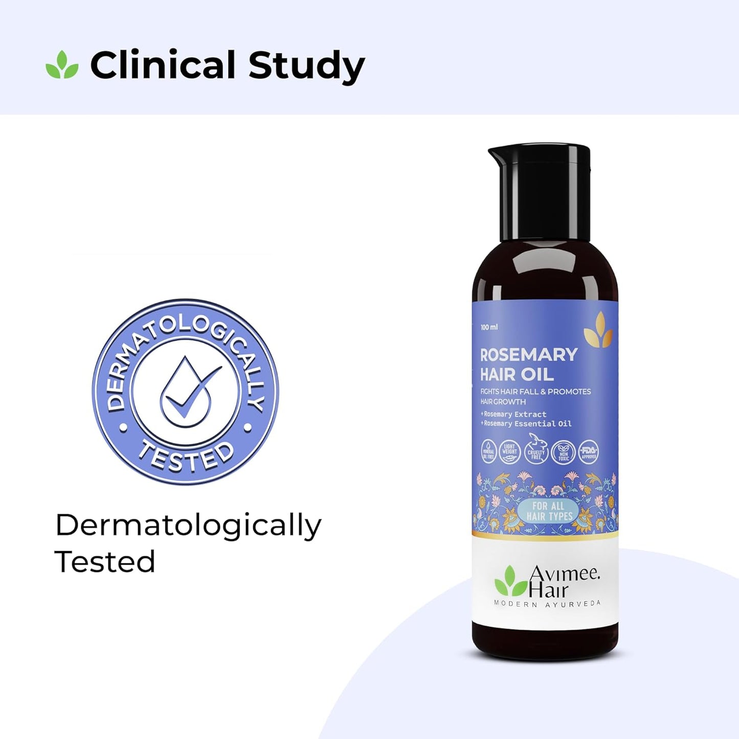 AVIMEE HERBAL Rosemary Hair Oil | For Hair Growth, Hair Fall Control and Dandruff | 100% Pure & Natural | Mineral Oil Free | 100mL