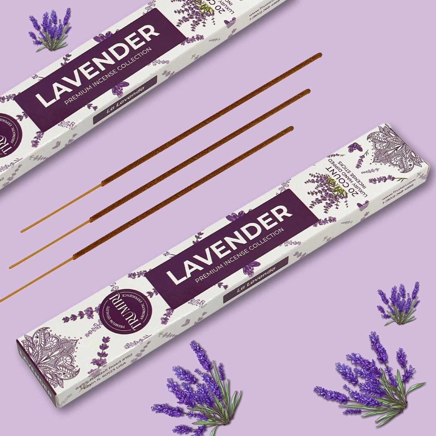 TRUMIRI Trumiri Incense Sticks - Total 40 Lavender Insence-Sticks - Dual Pack of 20 Insenses - Insents - Incents - Inscense - Incence - Incienso - All Natural Incense Sticks