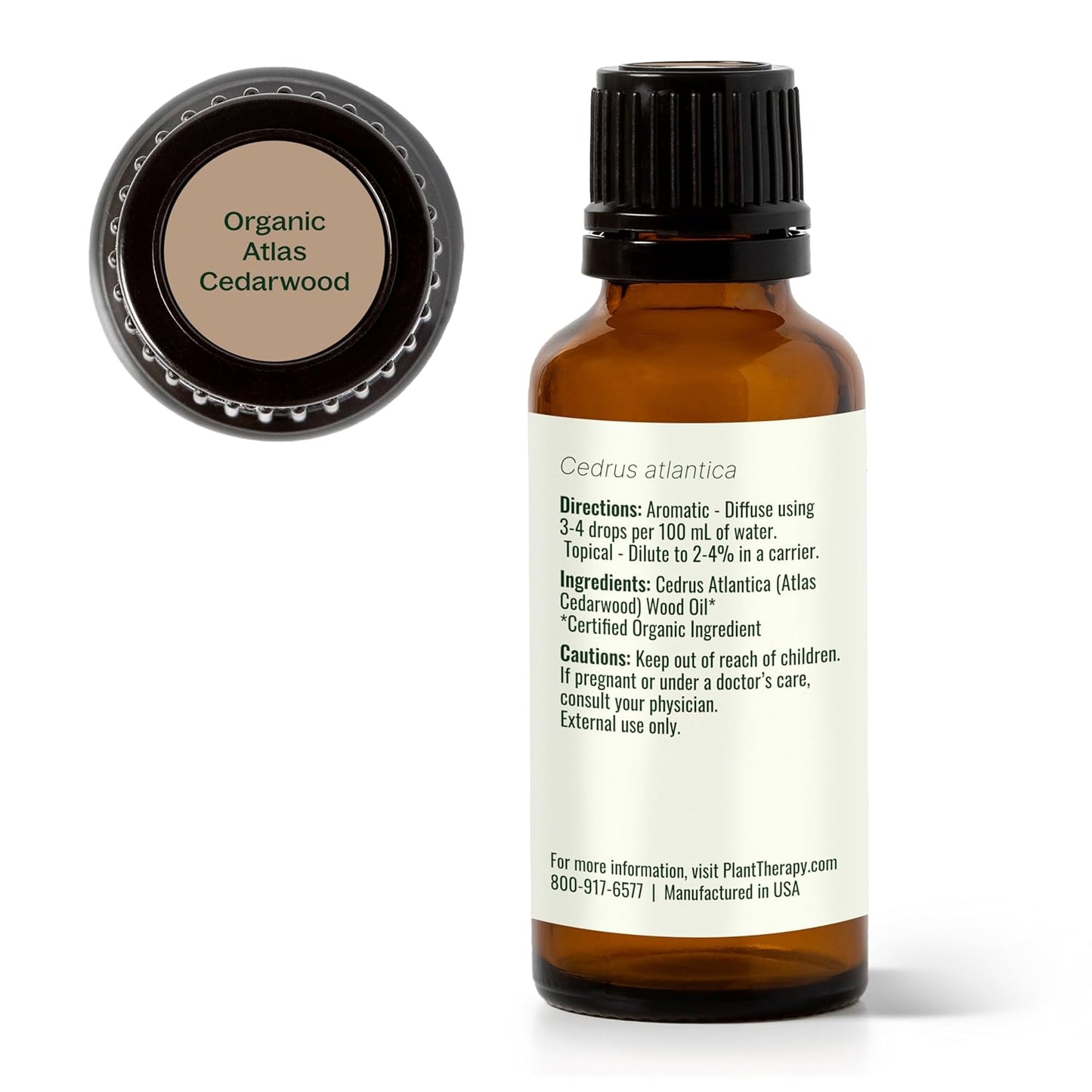 Plant Therapy Organic Atlas Cedarwood Essential Oil 30 mL (1 oz), 100% Pure, USDA Certified Organic, Undiluted, Soothing Aromatherapy for Scalp Health and Muscle Soreness