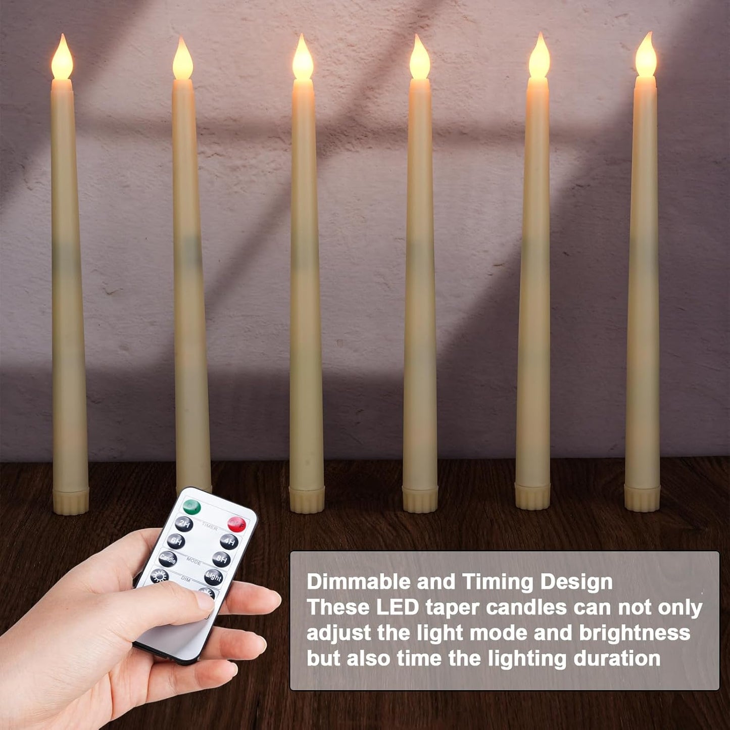 Baquler 72 Pcs Flameless Taper Candles with Remote and Timer 11" Battery Operated Candlesticks LED Flickering Faux Candles Warm Light for Wedding Holiday Party Home Decor