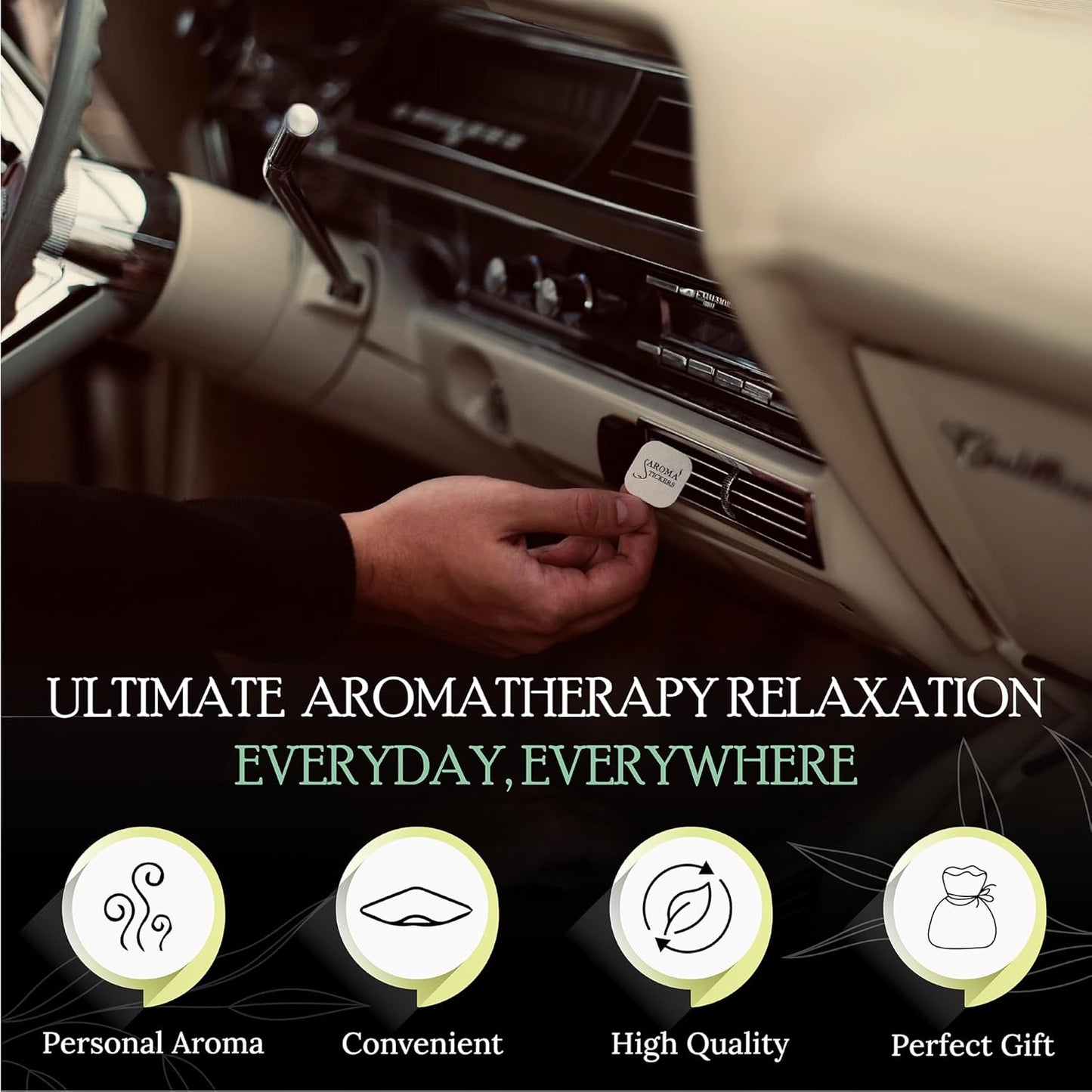 AROMA STICKERS® Original Blend Romance - 100% Natural Essential Oil Scented - Aromatherapy Sticker Diffuser for Perosonal Space - Towels & Pillows/Relaxing & Sleeping (Pack of 1, 12 Stickers)