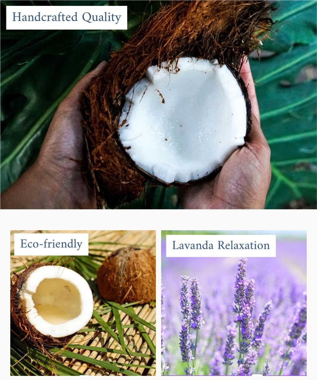 Coconut Shell Candle with Wooden Wick – Lavender Scented, 100% Natural Coconut & Soy Wax, Hand-Poured, Eco-Friendly Decorative Candle, 6oz Gift
