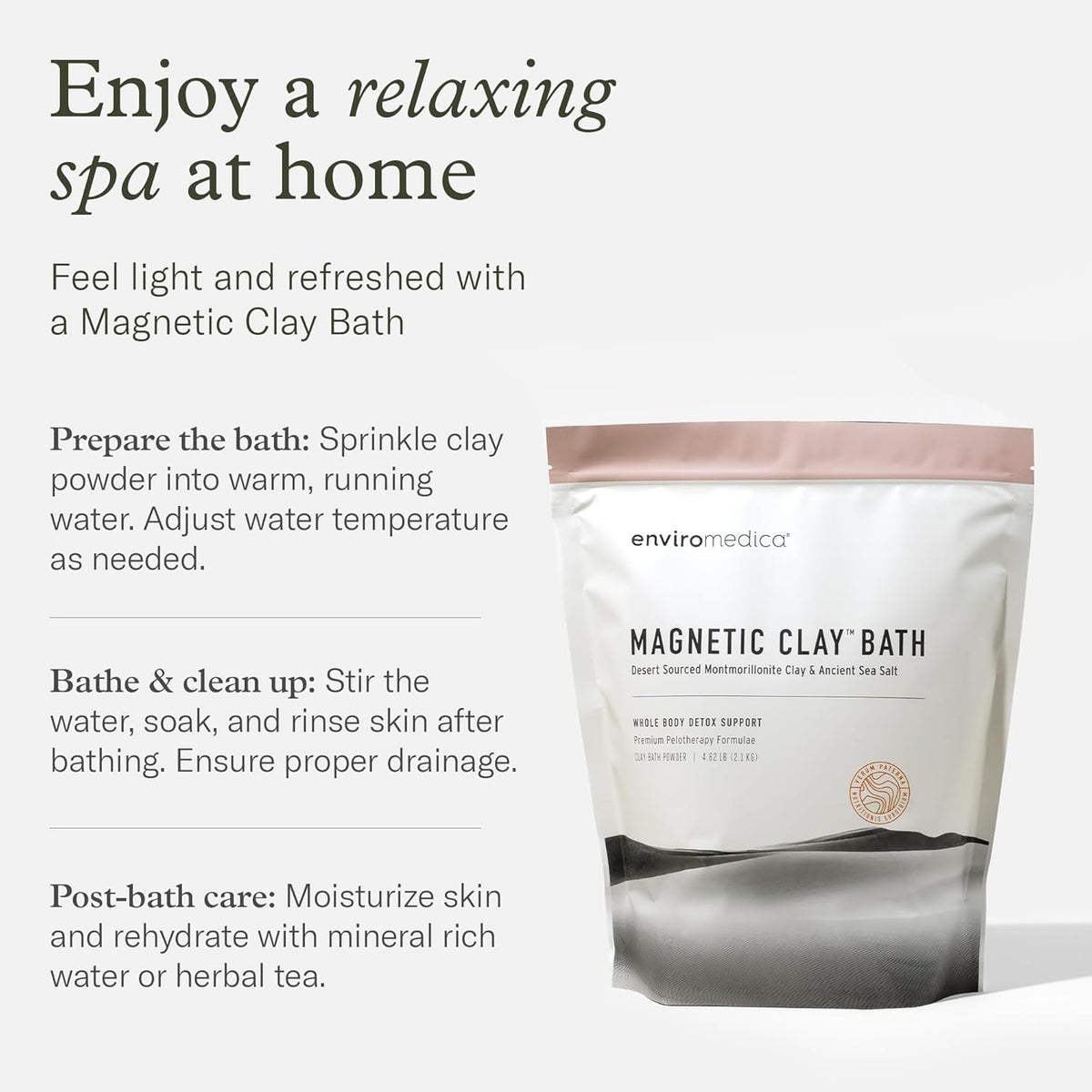 Enviromedica Magnetic Bentonite Clay Bath Soak, Detox & Cleanse, 4.6lb
