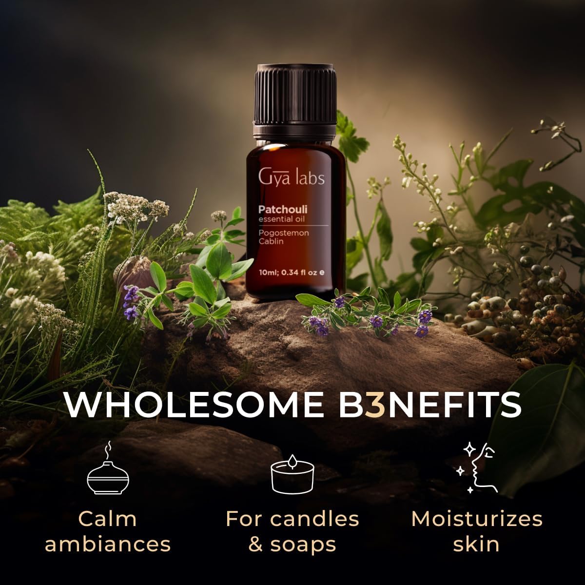 Organic Ylang Ylang Essential Oil for Diffuser & Patchouli Essential Oil for Diffuser Set - Aromatherapy Grade Essential Oils Set - 2x0.34 fl oz - Gya Labs