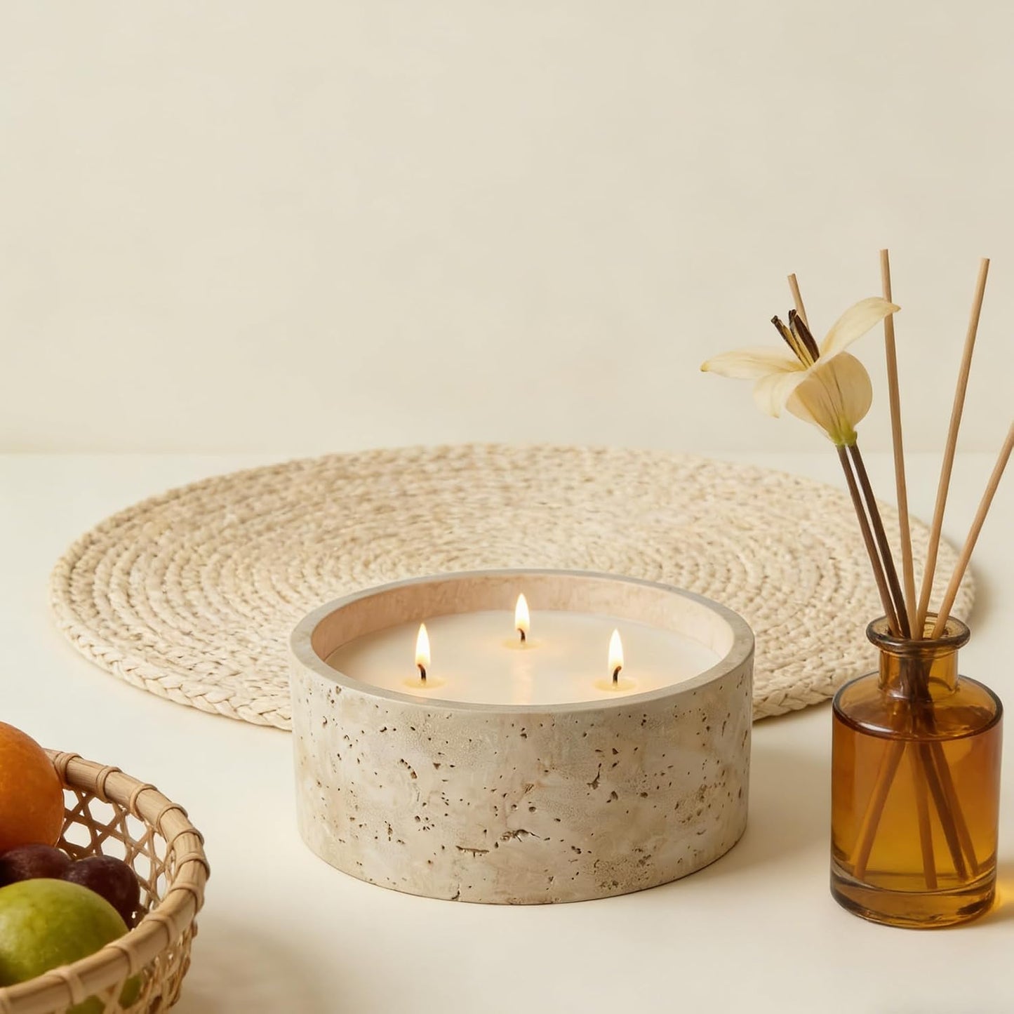 GalDal Scented Candle - Amber & Musk & Vanilla, 21 oz. 3 Wick Scented Candle Made with Coconut Oil and Soy Blend Wax | Acacia Wood Lid