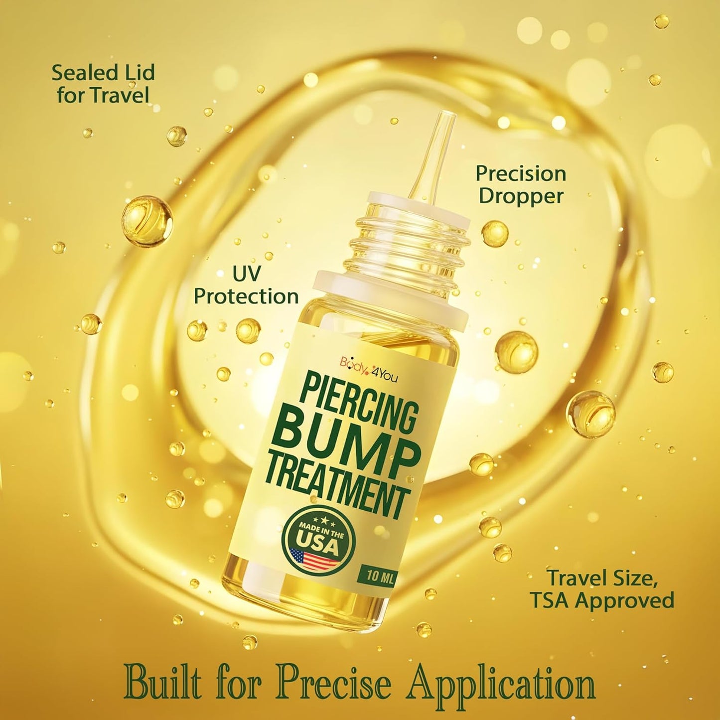 BodyJ4You Keloid Bump Removal Oil - Piercing Aftercare Shrinking Drops - Nose Ear Septum Belly Cartilage Scar Treatment Piercing Bump Solution - Tea Tree Jojoba Essential Oils Keloid Care - 0.33 Fl Oz