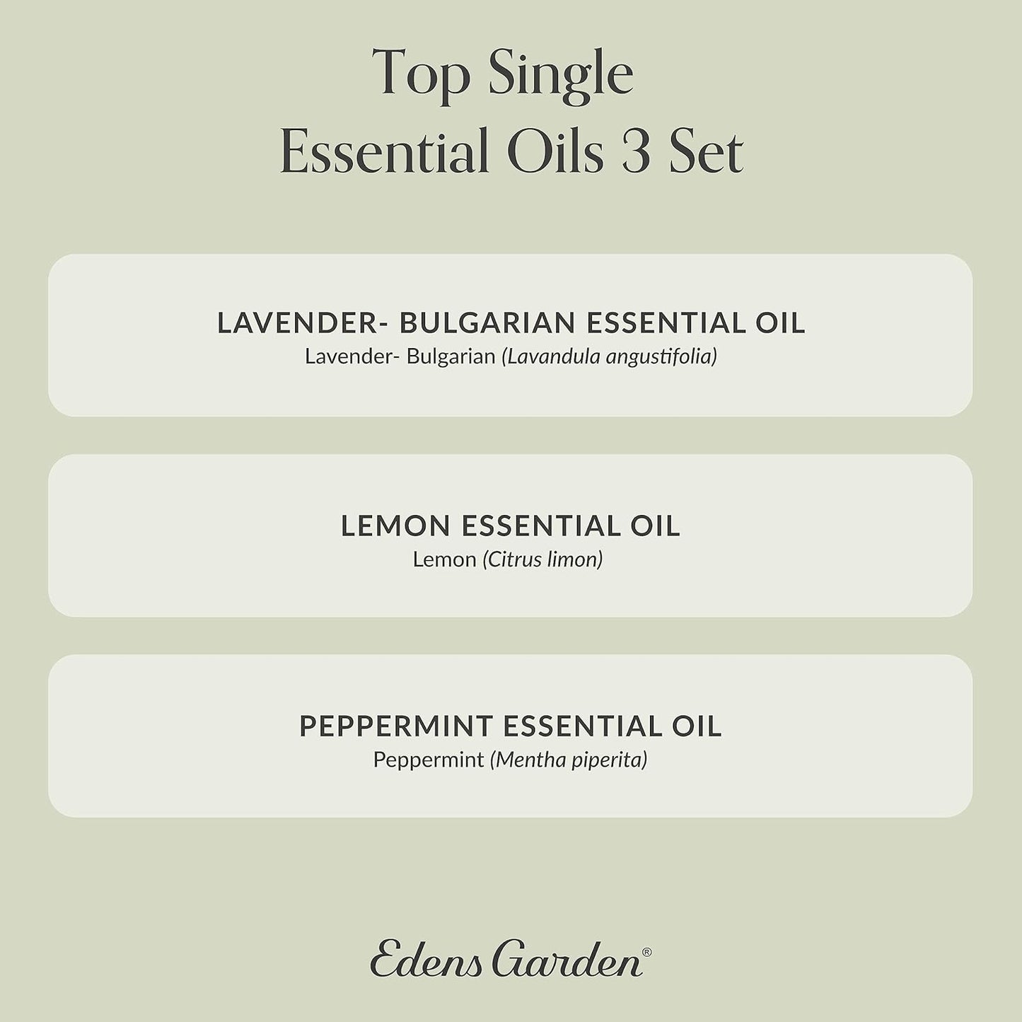 Edens Garden Top Essential Oils 3 Set – 100% Pure Therapeutic Grade, Undiluted Aromatherapy Scents: Lavender, Peppermint & Eucalyptus Oil for Diffusers & Home – Natural Wellness Gift, 10 ml/ 3 Pack