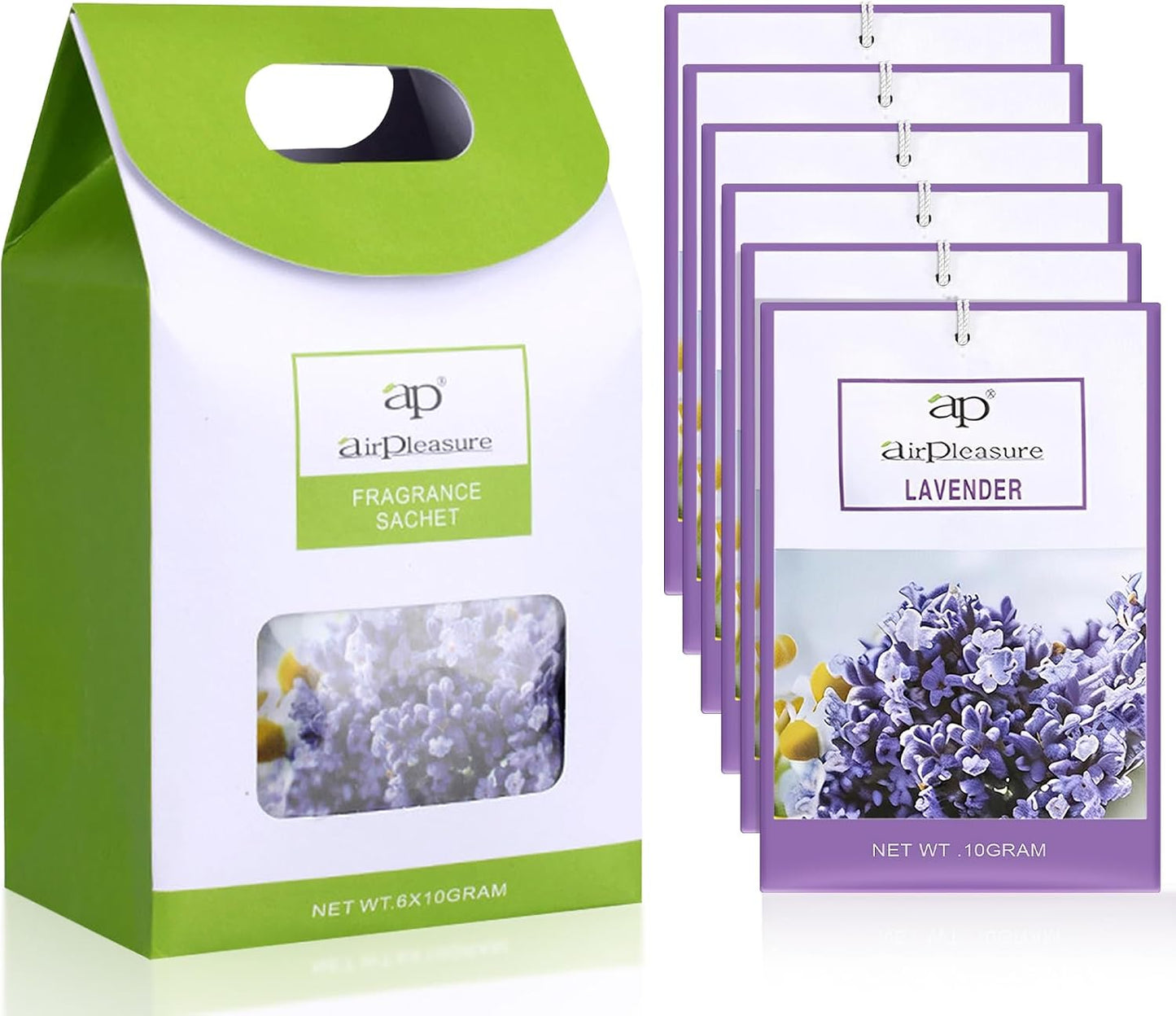 Lavender Scented Sachets Bag 6 Pack for Drawers & Closets, Long-Lasting Sachets Bags Wardrobe Freshener, Drawer Deodorizer Fresh Scents Home Fragrance Air Freshener Bags for Home Room