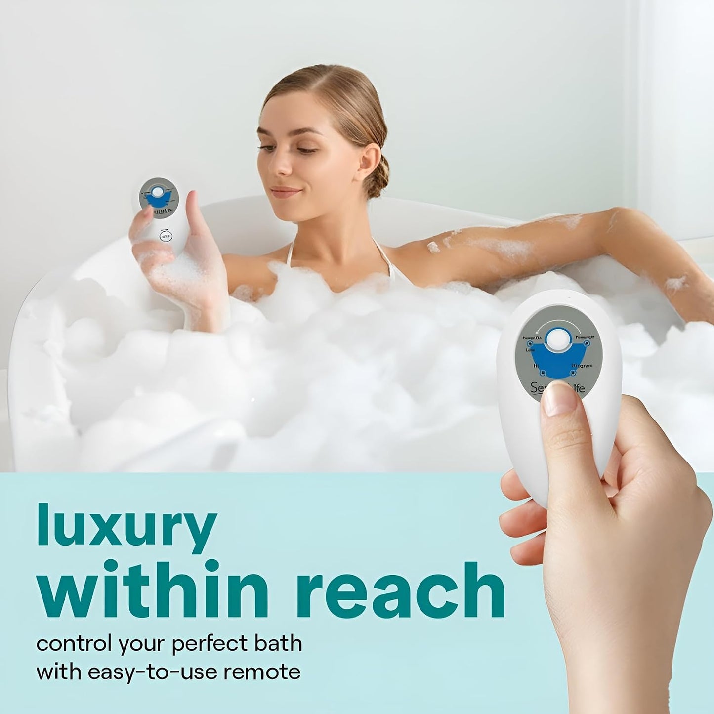 SereneLife Portable Spa Bubble Bath Massager - Waterproof Non-Slip Mat with Suction Cup Bottom, Motorized Air Pump and Adjustable Bubble Settings, Remote Control Included, 47" x 14"