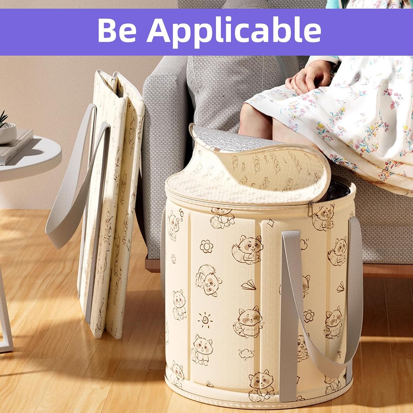Collapsible Bucket for Soaking Feet, Portable Travel Foot Soak Spa Basin for Camping Washing and Fishing, with Handle, lid and Storage Bag