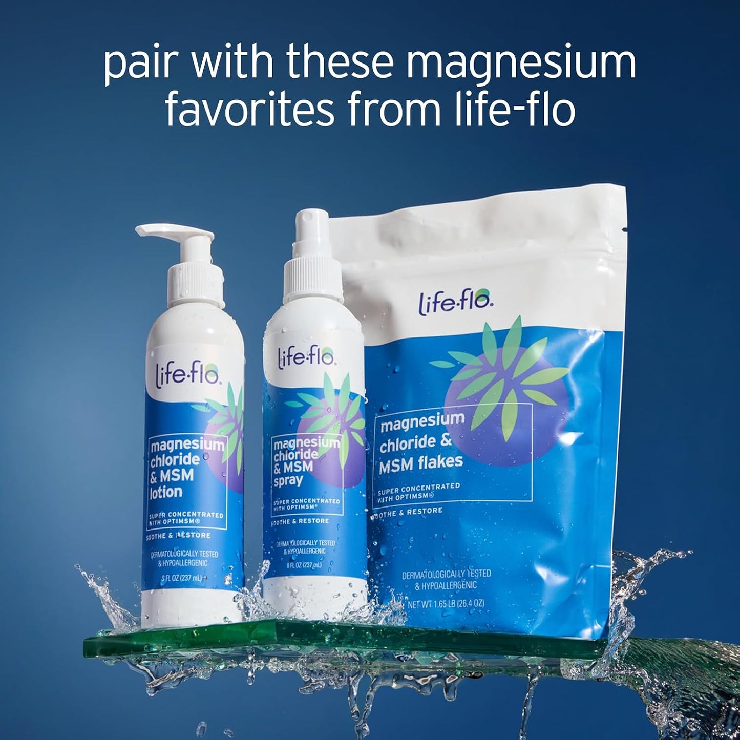 LIFE-FLO Magnesium Chloride & MSM Flakes - Magnesium Bath Flakes with Ancient Trace Minerals, Plus OptiMSM - Epsom Salt Bath Soak Alternative and Relaxing Foot Soak - Vegan, Hypoallergenic, 26.4