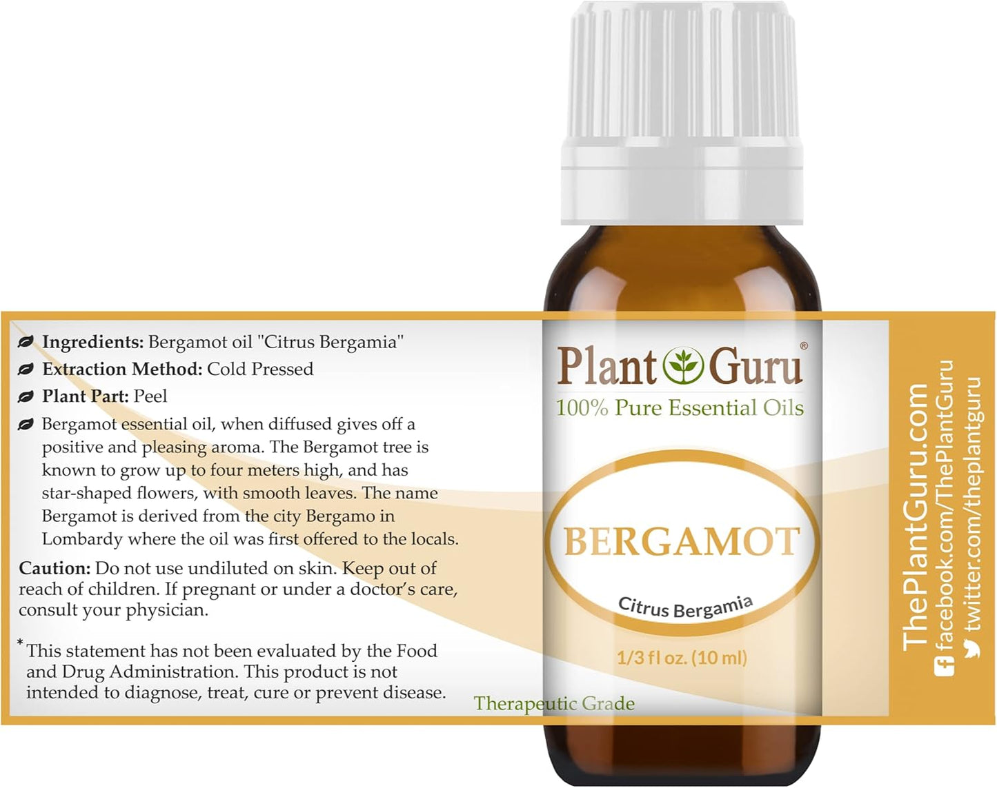 Bergamot Essential Oil 10 ml 100% Pure Undiluted Therapeutic Grade.