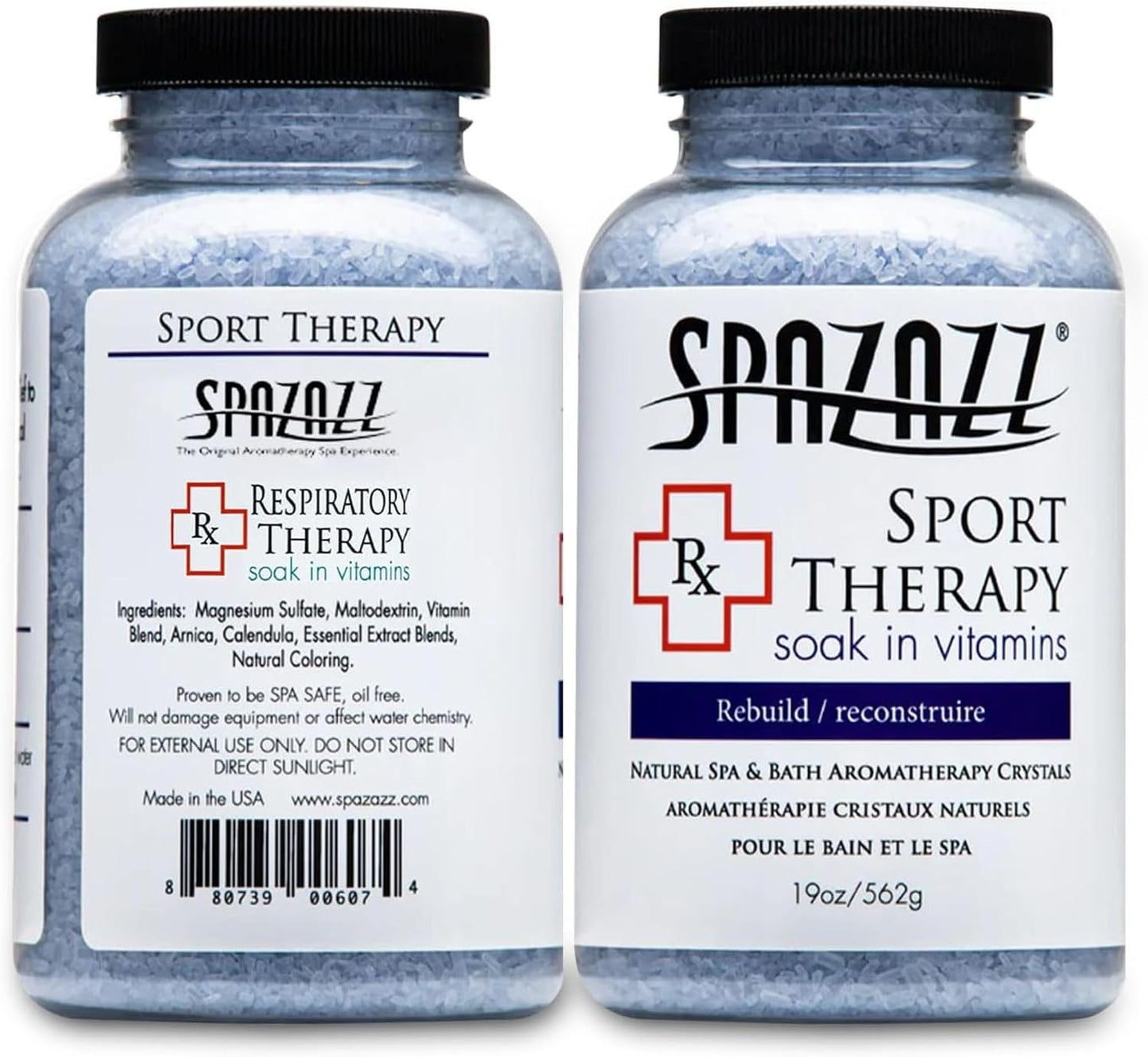 Spazazz Hot Tub Aromatherapy Crystals Bundle – 3 Pack Magnesium Bath Salt | Magnesium Aromatherapy Bath Salts; 22oz Escape Grapefruit Orange, 17oz Ocean Breeze Botanicals, 19oz RX Sport Therapy
