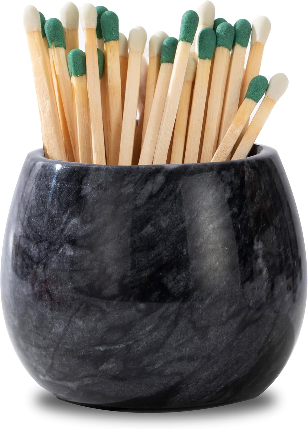 Decorative Marble Match Holder - Matches Box for Long Matches Sticks- Matches in a Jar with Striker(Wooden Matches Not Included)