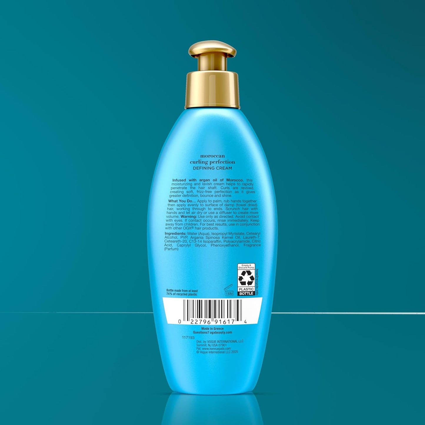 OGX Argan Oil of Morocco Curl-Defining Styling Cream, Anti-Frizz Curl Cream for Curly Hair & All Textures, Cold-Pressed Argan Oil, Paraben-Free, Sulfate-Free Surfactants, Curly Hair Products, 6 oz