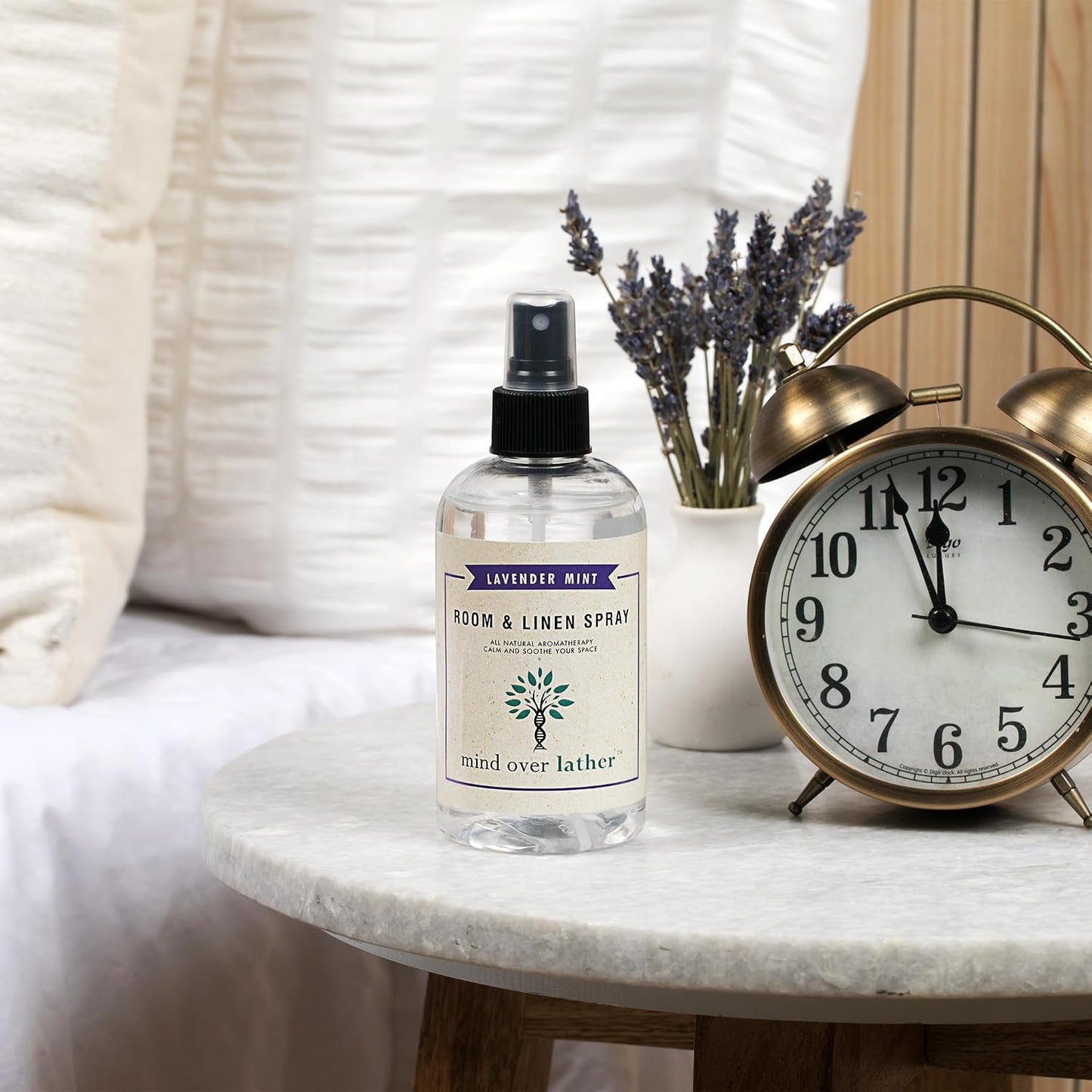 Lavender Mint Linen Spray & Pillow Mist – Natural Room Spray w/Pure Lavender Essential Oil Blend, Bedding & Sheet Freshener, Aromatherapy Spray for Home, Bedroom & Yoga, 8 oz