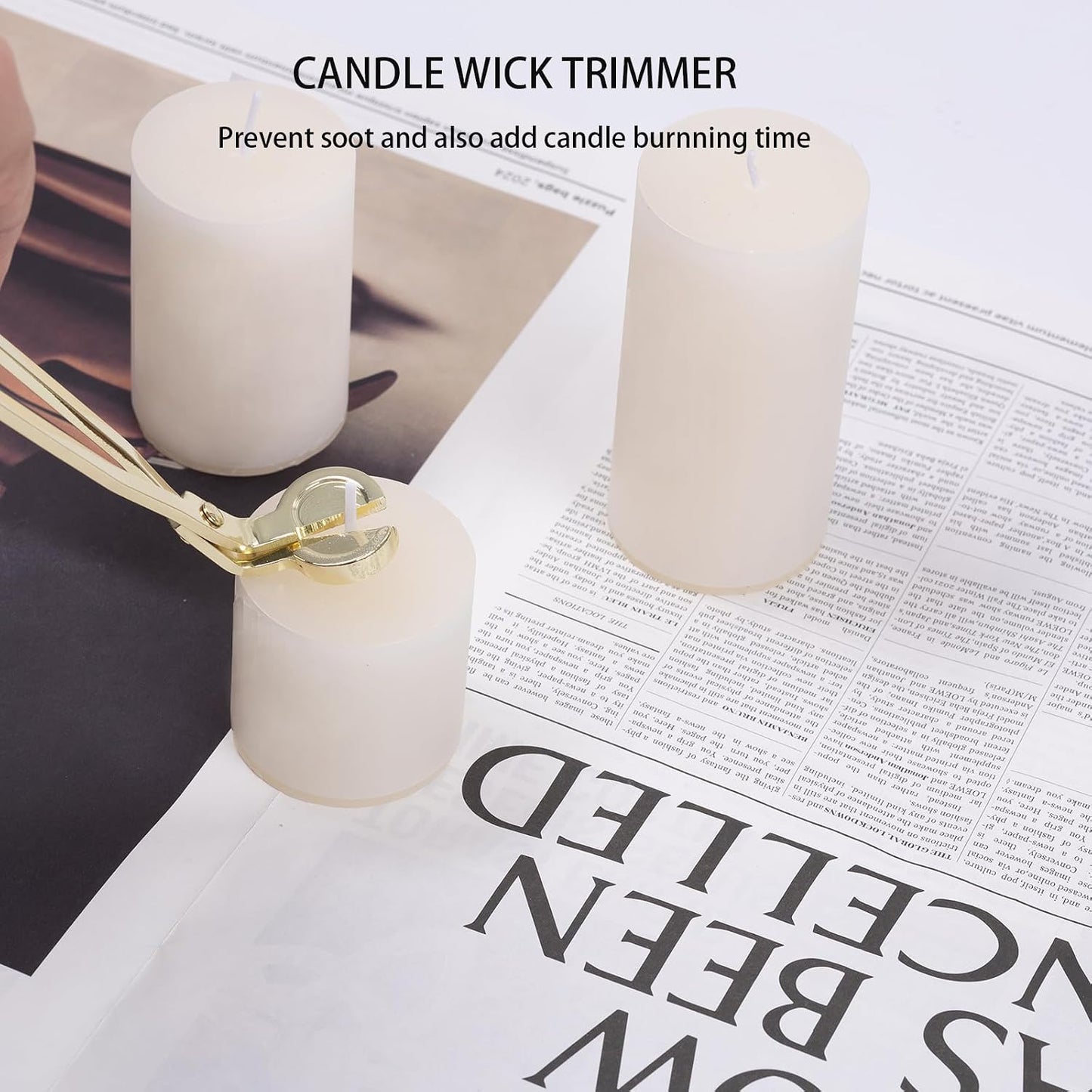 4 Pack Gold Essential Candle Accessory Set, Precision Wick Trimmer Elegant Wick Dipper, Stylish Snuffer Tray Holder, Perfect for Candle Enthusiasts/Lovers