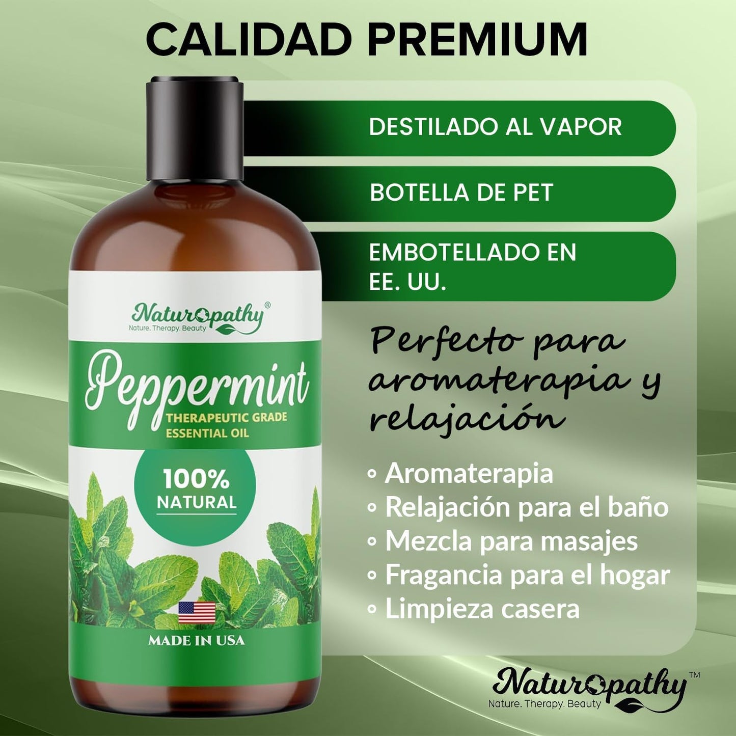 Naturopathy Peppermint Essential Oil, Therapeutic Grade, Premium Quality Perfect for Aromatherapy (16oz, Peppermint)