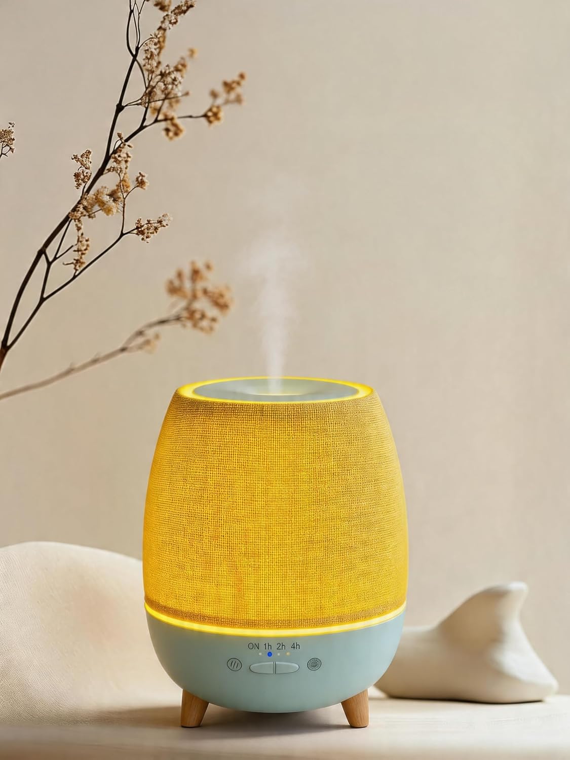Essential Oil Diffuser 200ml with Fabric Cover and Night Lamp | Ultrasonic Aroma Diffuser | Humidifier w Lights | Room Decor | Small Humidifier for Bedroom,Quiet Diffuser for Hotel spa