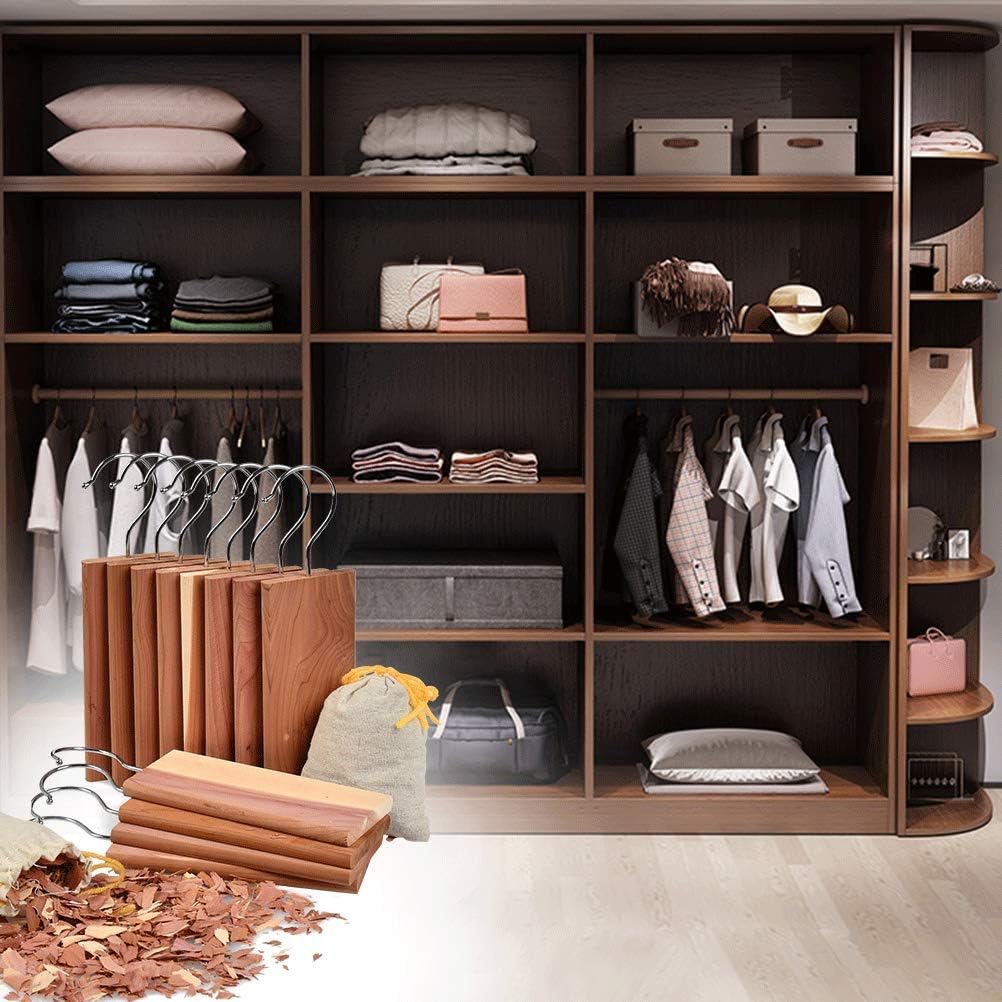 FOCCTS 20 Pcs Cedar Blocks for Closet Storage, Aromatic Red Cedar Planks Chips for Closets and Drawers C edars Wood Hangers