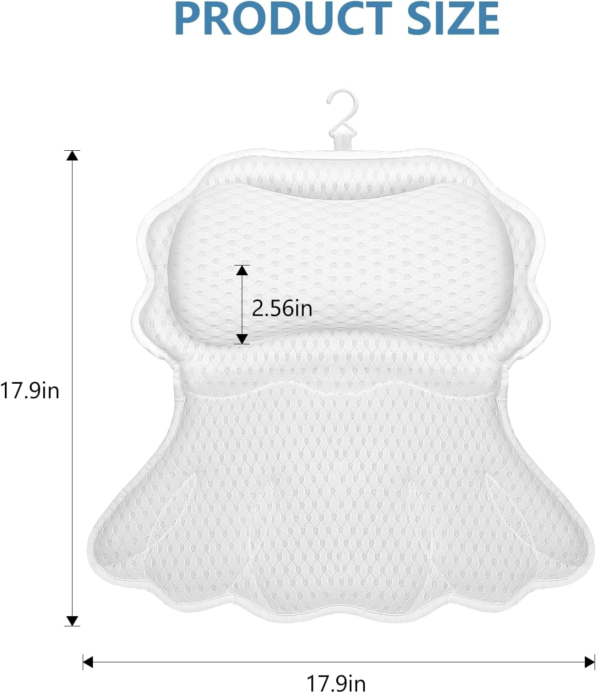 SetSail Bath Pillow, Relaxing Bath Pillows for Tub Neck and Back Support Soft 4D Breathable Air Mesh Ergonomic Bathtub Pillow with 6 Strong Suction Cups and Hook Luxury Bathroom Accessories,White