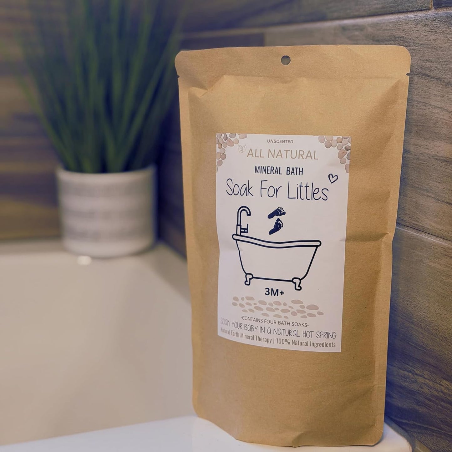 Soak for Littles: Mineral Bath Soak, 100% Organic Natural Earth Minerals,(Age 3m Plus) Better Than Oatmeal Bath Baby, Epsom, Oatmeal, or Kids Salts Baths, A Natural Hot Spring -4 Soaks