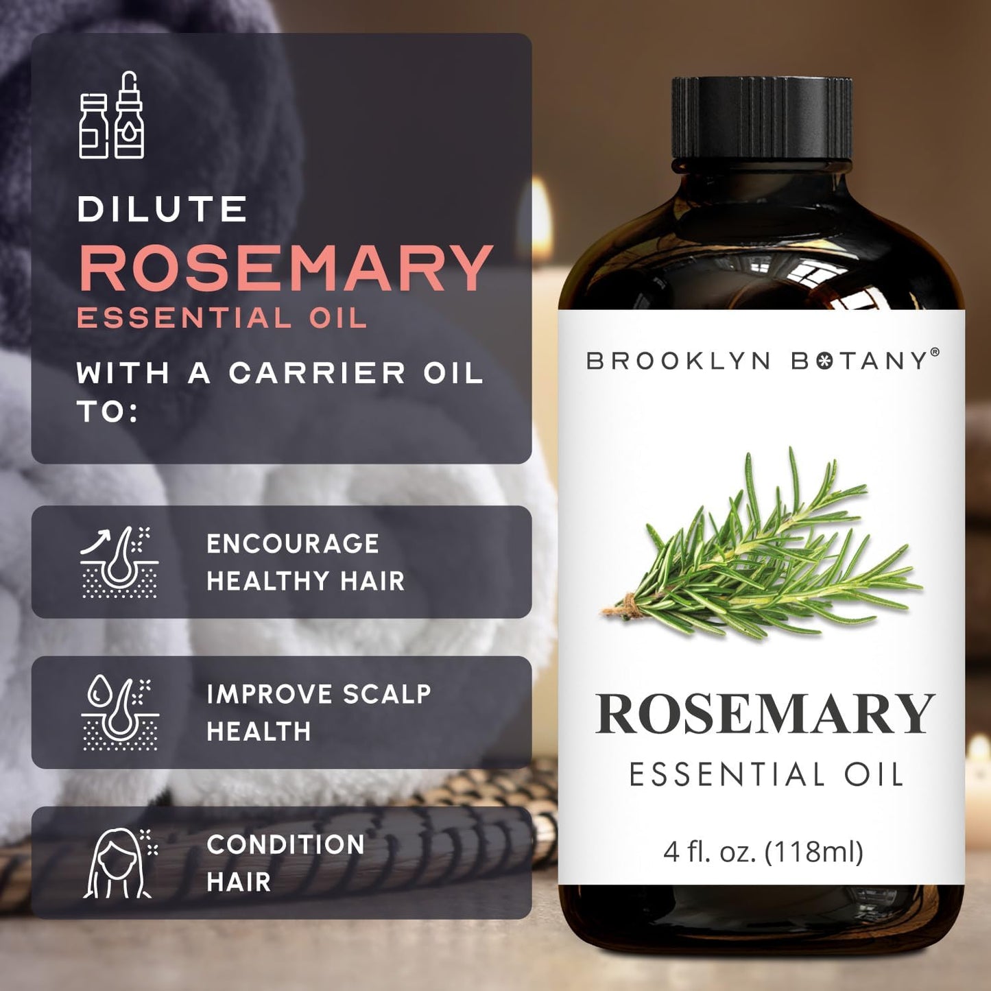 Brooklyn Botany Clove & Rosemary Essential Oils – 4 Fl Oz (Pack of 2) – 100% Pure & Natural – Stimulating & Herbal Aromatherapy Blend