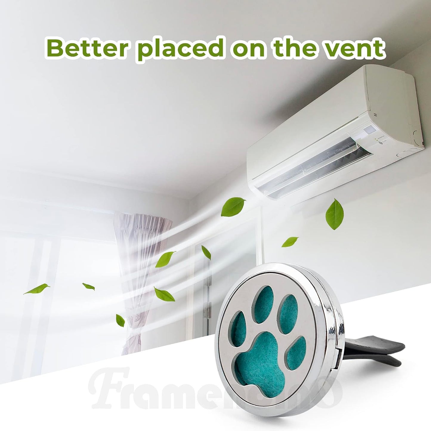 Framendino, 1 Pack Dog Paw Print Essential Car Oil Diffuser Aromatherapy Vent Clip Stainless Steel Air Freshener Lockets for Men Women Gifts Silver