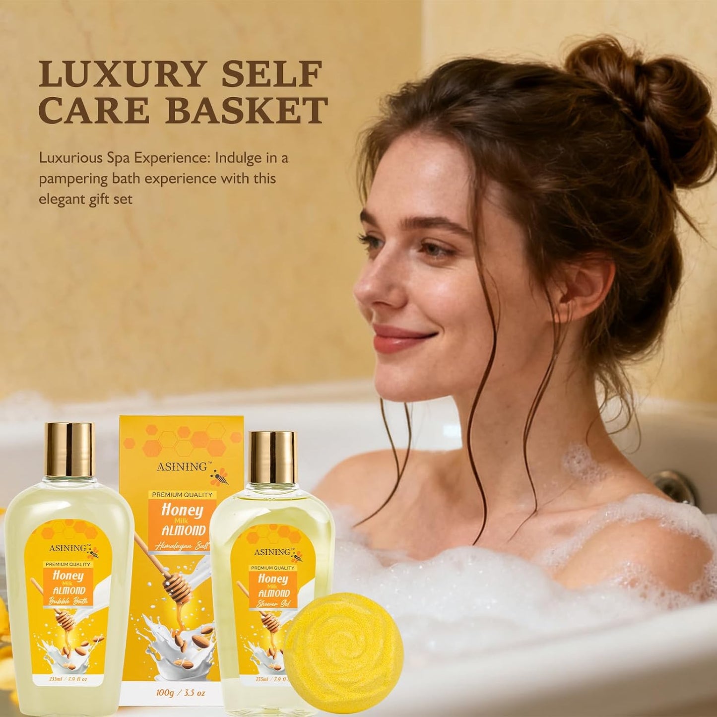 17-Piece Mothers Day Gifts for Women & Men, Almond Luxury Spa Gift Set Bath and Body Gift Basket Set Care Kit Face Skin Care Set, Bath & Body Care Set, Christmas, Valentines, Birthday, Anniversary