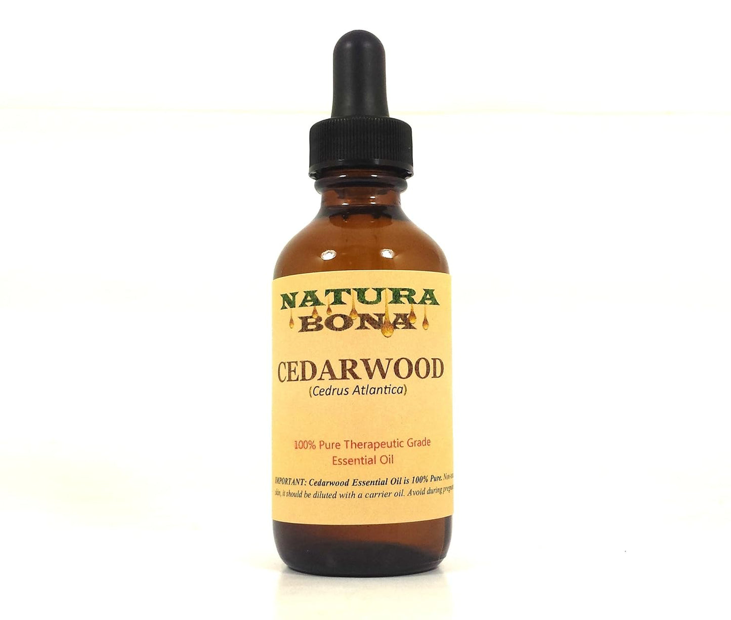 Pure Cedarwood Essential Oil 2 OZ / 60 ML in Amber Glass Graduated Dropper Bottle. Premium Therapeutic Grade Texas Cedarwood Oil. Use in Diffuser, Aromatherapy.