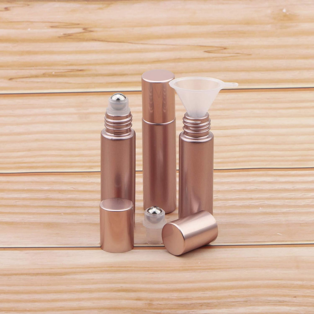 8Pcs 10ml Essential Oil Roller Bottles, Matte Rose Gold