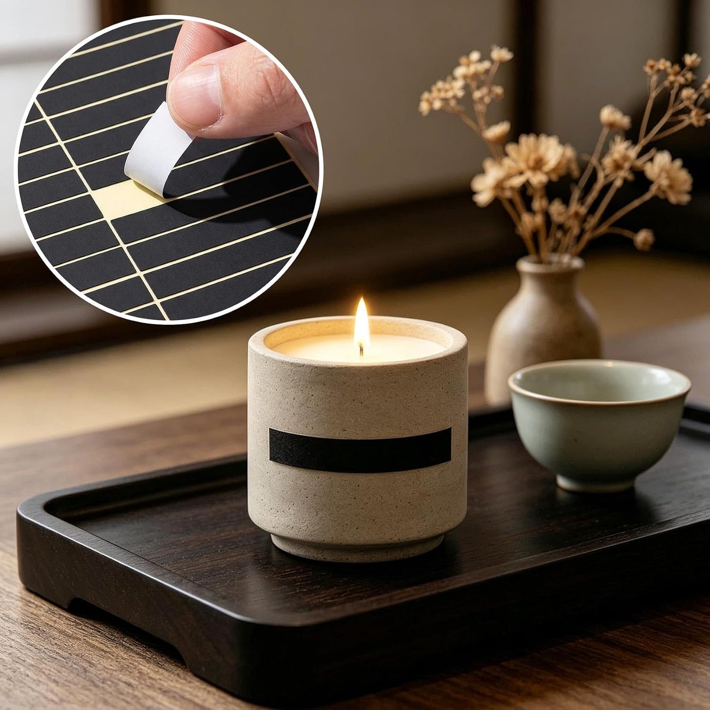 42pcs Match Striker Stickers, Rectangular Adhesive Match Strips for Candles Fireplace Bottles Jars, Portable Matches Striker Strips for Camping Hiking Outdoor DIY Crafts - Black