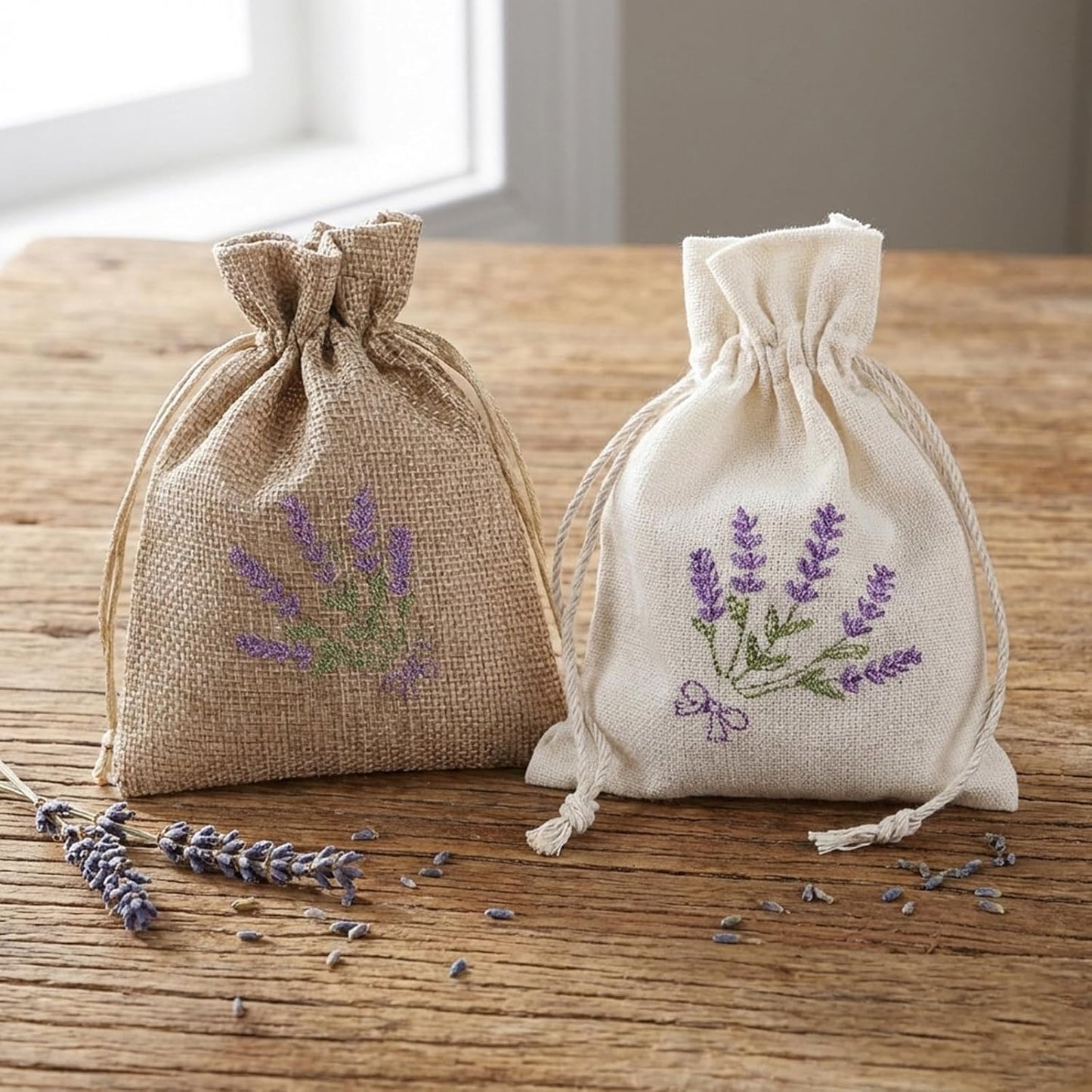 8 Pcs Cotton Lavender Bags, 4.3 X 5.5 Inch Sachet Empty Bag, Drawer Sachets with Drawstring Cotton Pouch for Filling Spice Jewellery Wedding Mini Fabric Bags for DIY Craft